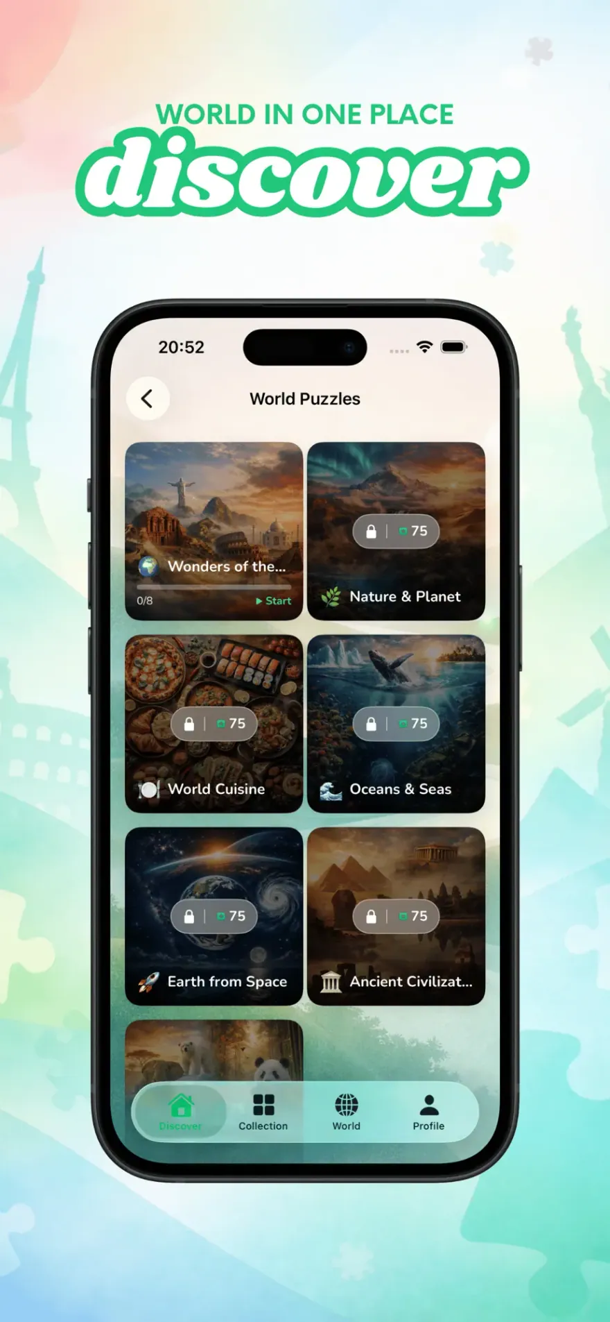 World Puzzle Blocks on a phone